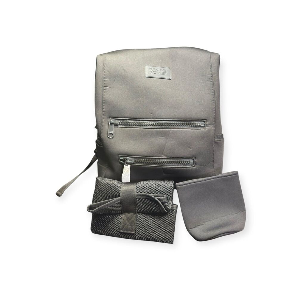Dagne Dover Large Indi Diaper Backpack Neoprene Black Travel Bag w/ Dust Bag